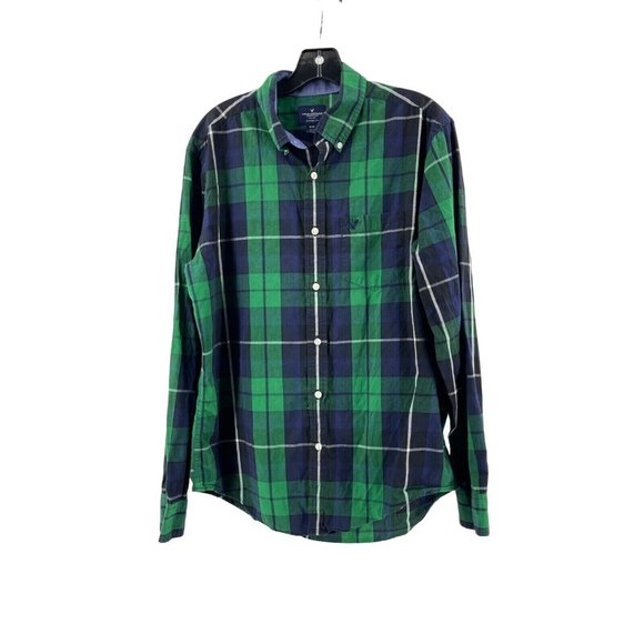 American Eagle Outfitters Other - American Eagle Men's Green Plaid Flannel Button Down Long Sleeve Shirt Size M